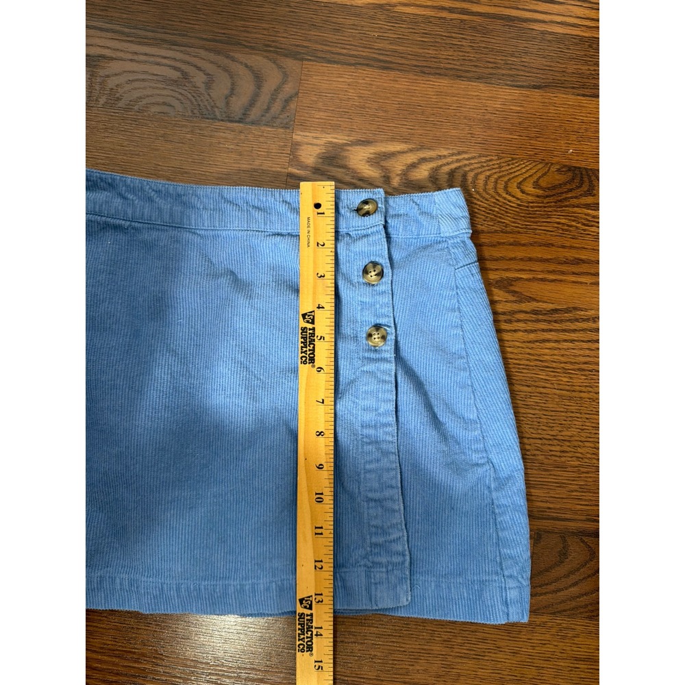 RSQ Blue Corduroy Mini Skirt Wrap Button Front Women Small Cotton A-Line - Picture 6 of 6